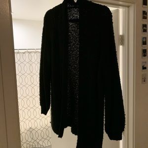Long black cardigan sweater